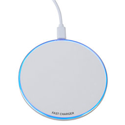 Show details for Powerful white round wireless charger with LED lighting Picture of Powerful white round wireless charger with LED lighting