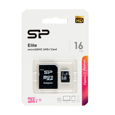 Picture of Memory card microSDHC Card (T-Flash) 16Gb class 10 UHS-I Silicon Power (SD adapter)