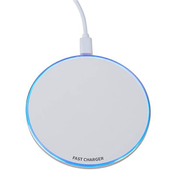 Picture of Powerful white round wireless charger with LED lighting