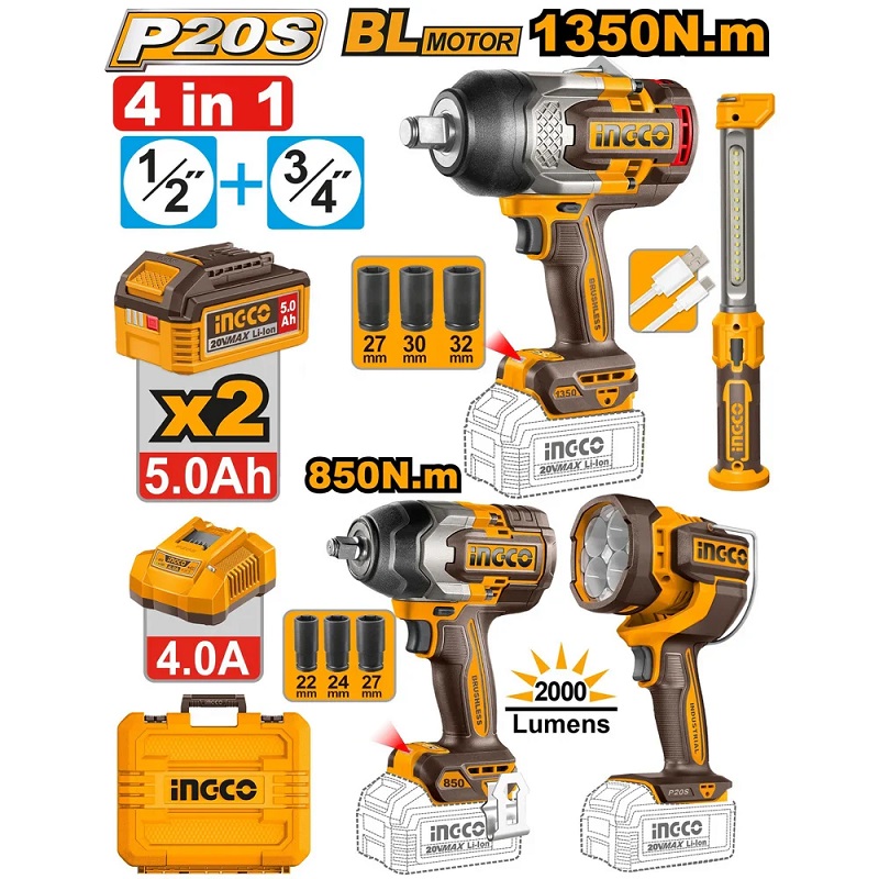Picture of INGCO 20V 4pcs Wrench Kit